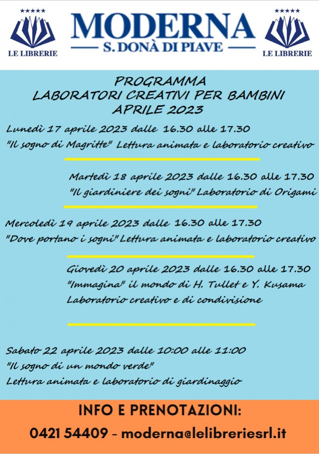 Laboratori per bambini aprile 2023