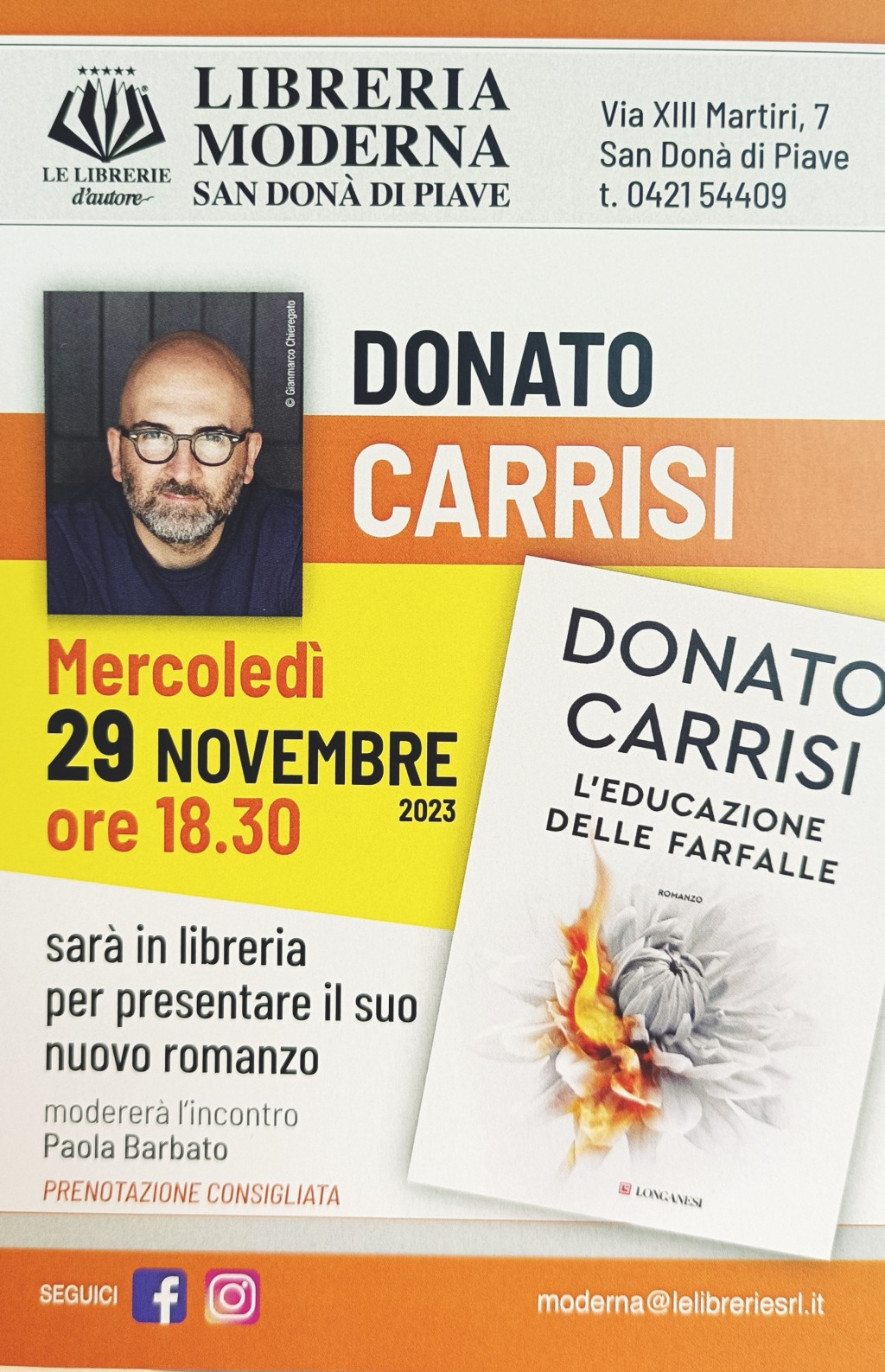 Presentazione "L'educazione delle farfalle" di Donato Carrisi